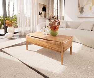 DELIFE Couchtisch Simcha 100x50 cm Akazie Natur 2 Klappen