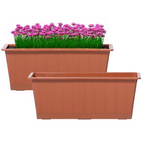 Prosperplast Plantenbak/bloembak/balkonbak Agro - 2x - terracotta - kunststof - x 18 x 14 cm -