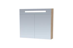 Brauer Promise Deluxe spiegelkast 80cm met 2 deuren en verlichting eiken licht