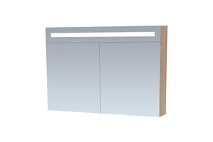Brauer Promise Deluxe spiegelkast 100cm met 2 deuren en verlichting eiken licht