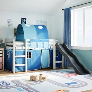 VidaXL Kinderhoogslaper met tunnel 80x200 cm massief grenenhout blauw