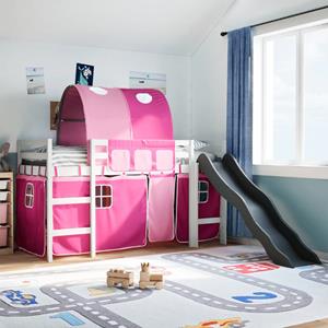 VidaXL Kinderhoogslaper met tunnel 80x200 cm massief grenenhout roze