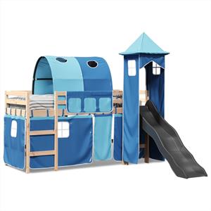 VidaXL Kinderhoogslaper met toren 80x200 cm massief grenenhout blauw