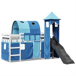 VidaXL Kinderhoogslaper met toren 80x200 cm massief grenenhout blauw