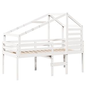 VidaXL Hoogslaper met dak massief grenenhout wit 80x200 cm
