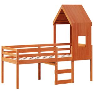 VidaXL Hoogslaper met bedhuis massief grenenhout wasbruin 80x200 cm