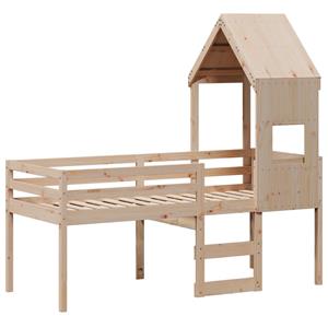 VidaXL Hoogslaper met dak massief grenenhout 90x190 cm