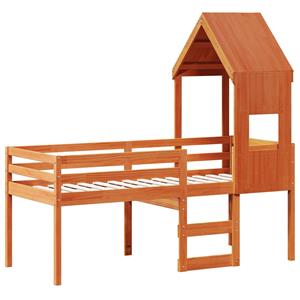 VidaXL Hoogslaper met dak massief grenenhout wasbruin 90x190 cm
