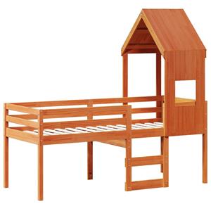 VidaXL Hoogslaper met dak massief grenenhout wasbruin 75x190 cm