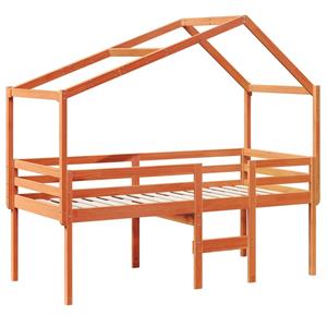 VidaXL Hoogslaper met dak massief grenenhout wasbruin 90x200 cm