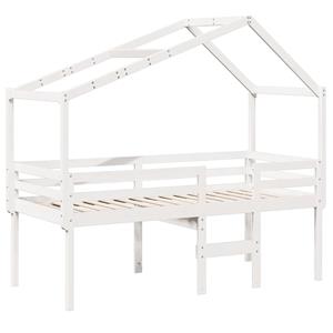 VidaXL Hoogslaper met dak massief grenenhout wit 80x200 cm