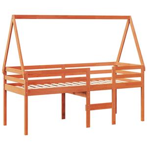 VidaXL Hoogslaper met dak massief grenenhout wasbruin 90x200 cm