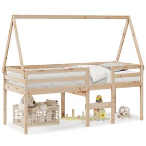 VidaXL Hoogslaper met dak massief grenenhout wasbruin 75x190 cm