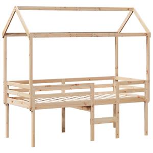 VidaXL Hoogslaper met dak massief grenenhout wasbruin 75x190 cm
