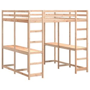 VidaXL Hoogslaper met bureau en ladder massief grenenhout 140x200 cm