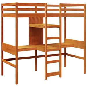 VidaXL Hoogslaper zonder matras massief grenenhout wasbruin 90x190 cm
