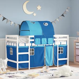 VidaXL Kinderhoogslaper met tunnel 80x200 cm massief grenenhout blauw