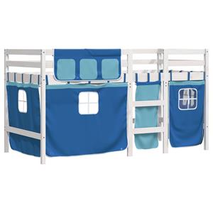 VidaXL Kinderhoogslaper met gordijnen 80x200 cm grenenhout blauw