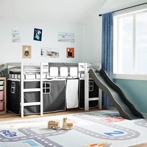 VidaXL Kinderhoogslaper met gordijnen 80x200 cm massief grenenhout