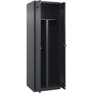 Multifunctionele lockerkast Evolo PLUS, 1 compartiment, scheidingswand ingekort, grijs, b = 600 mm, met voetdoppen, veiligheidsdraaigrendel