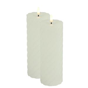 Countryfield Luxe LED kaars/stompkaars - 2x - wit - D7,5 x H20 cm - timer - warm wit licht -