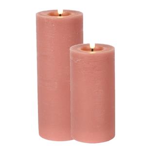 Countryfield LED kaarsen/stompkaarsen set - 2x st- roze - H15 en H20 cm -