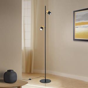 Orion Kevin vloerlamp, 2-lamps, zwart/goud