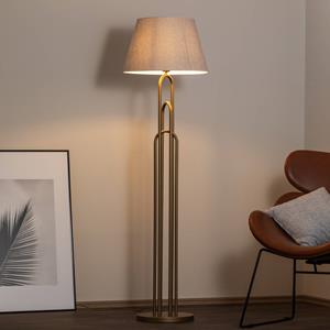 Avonni Vloerlamp Lazar, grijs/goud antiek, hoogte 164 cm, textiel/metaal