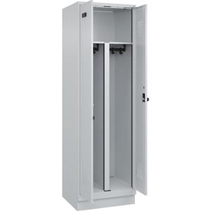 Multifunctionele lockerkast Evolo PLUS, 1 compartiment, scheidingswand ingekort, lichtgrijs, b = 600 mm, met bodemsokkel, veiligheidssraaigrendel