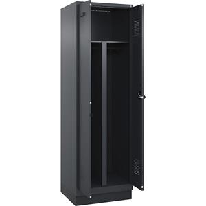 Multifunctionele lockerkast Evolo PLUS, 1 compartiment, scheidingswand ingekort, grijs, b = 600 mm, met bodemsokkel, veiligheidsdraaigrendel
