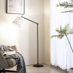 LUCANDE vloerlamp Caelia, zwart, textiel, verstelbaar