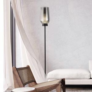 Mantra Iluminación Nora vloerlamp, zwart-chroom, metaal, glas