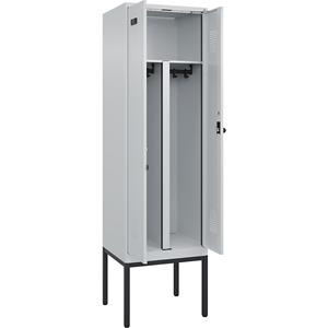 Multifunctionele lockerkast Evolo PLUS, 1 compartiment, scheidingswand ingekort, lichtgrijs, b = 600 mm, met smalle voeten, veiligheidsdraaigrendel