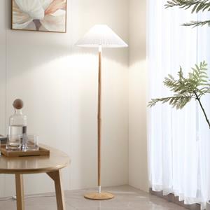 LUCANDE Ellorin vloerlamp, wit, hout, Ø 47,5 cm, E27