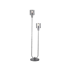 Brilliant Riffelini vloerlamp, hoogte 152 cm, rookgrijs, 2-lamps, glas