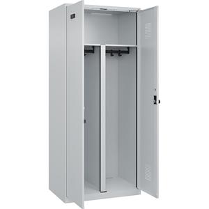 Multifunctionele lockerkast Evolo PLUS, 1 compartiment, scheidingswand ingekort, lichtgrijs, b = 800 mm, met voetdoppen, veiligheidsdraaigrendel