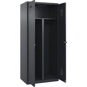 Multifunctionele lockerkast Evolo PLUS, 1 compartiment, scheidingswand ingekort, grijs, b = 800 mm, met voetdoppen, veiligheidsdraaigrendel