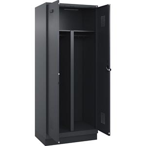 Multifunctionele lockerkast Evolo PLUS, 1 compartiment, scheidingswand ingekort, grijs, b = 800 mm, met bodemsokkel, veiligheidsdraaigrendel