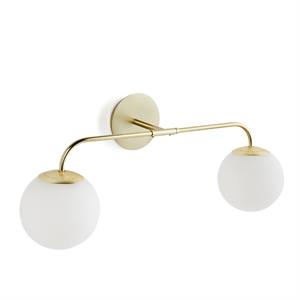 LA REDOUTE INTERIEURS Dubbele wandlamp in messing en opaline glas, Moricio