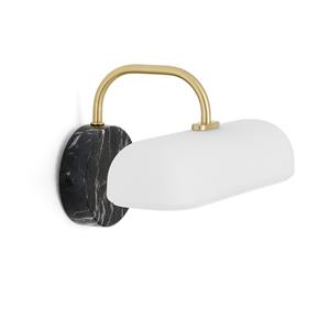 LA REDOUTE INTERIEURS Wandlamp in opaline glas, messing en marmer, Nota