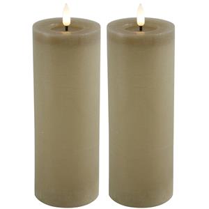Countryfield LED kaarsen/stompkaarsen - 2x - beige - D7,5 x H20 cm - timer -
