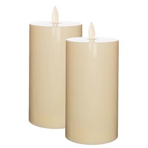 Anna's Collection LED kaars/stompkaars - 2x - ivoor wit - D8 x H16 cm - voor buiten en binnen - met timer -