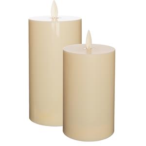 Anna's Collection LED kaarsen/stompkaarsen - set van 2x st - ivoor wit - D8 cm - 13 en 16 cm - buiten -timer -