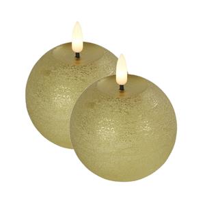 Countryfield LED kaarsen/bolkaarsen- 2x - goud - B8 x H9,5 cm - Lyon - warm wit -