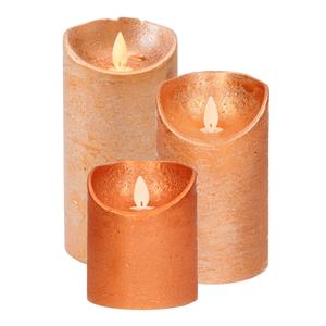 Anna's Collection Anna Collection - LED kaarsen/stompkaarsen - 3x st - koper - 10, 12,5 en 15 cm -