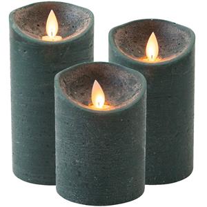 Anna's Collection Set van 3x stuks Antiek Groen Led kaarsen met bewegende vlam -