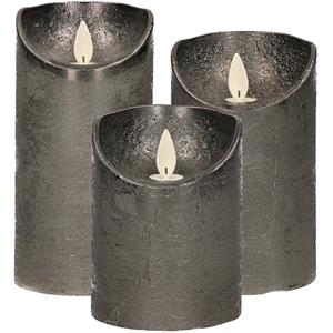 Anna's Collection Set van 3x stuks Antraciet grijze Led kaarsen met bewegende vlam -