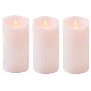 Anna's Collection 3x Roze LED kaars / stompkaars met bewegende vlam 15 cm -