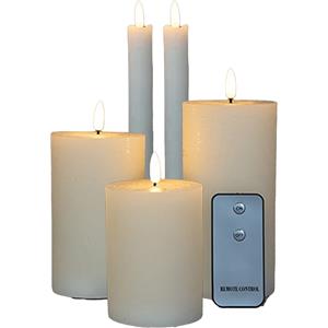 Anna's Collection LED Stomp/dinerkaarsen set - 5-delig - ivoor - 10/12/15/23 cm - incl. afstandsbediening -