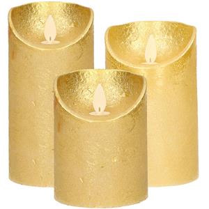 Anna's Collection Set van 3x stuks Gouden Led kaarsen met bewegende vlam -